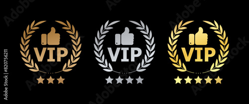 VIP laurel wreath icon set. Flat Style. Vector icons