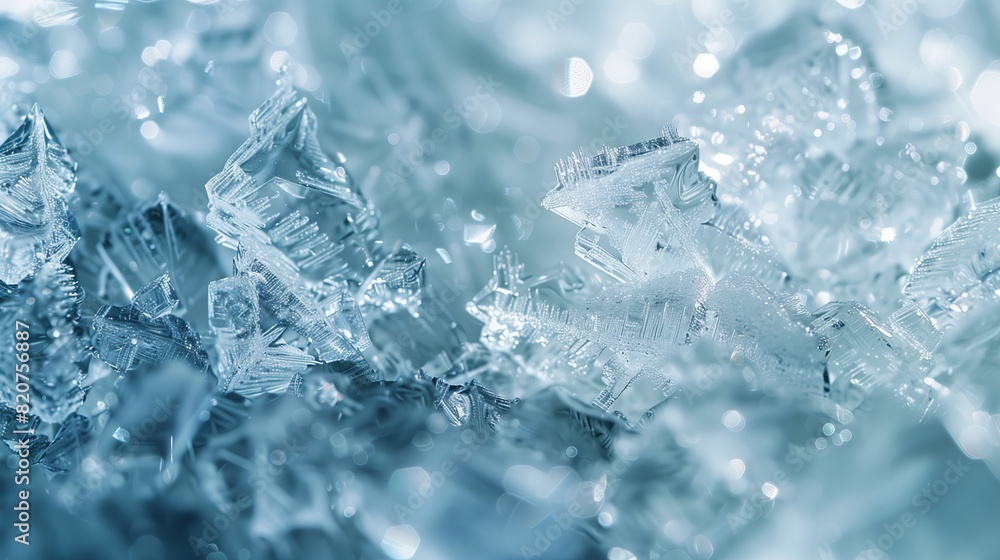 Winter frost patterns. Close-up of ice crystals forming cold winter banner background Winter frost patterns. Close-up of ice crystals forming cold winter banner background