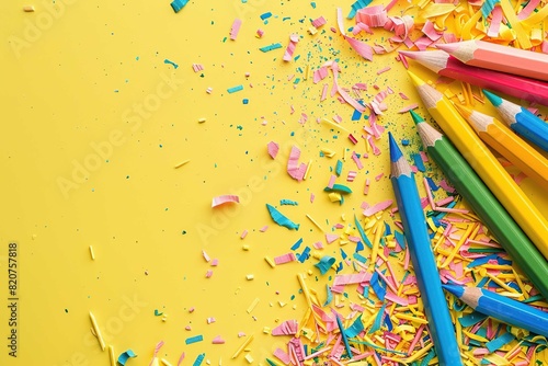 Shavings from colored pencils 