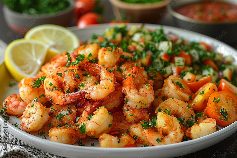 Fritto Misto: A plate of mixed fried seafood and vegetables, with a light, crisp batter, served with lemon wedges. Fritto Misto: A plate of mixed fried seafood and vegetables, with a light, crisp batter, served with lemon wedges.