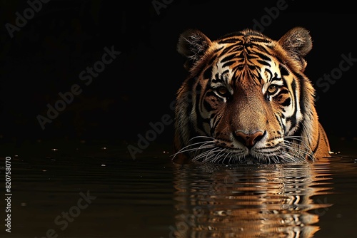 tiger in water  space for text