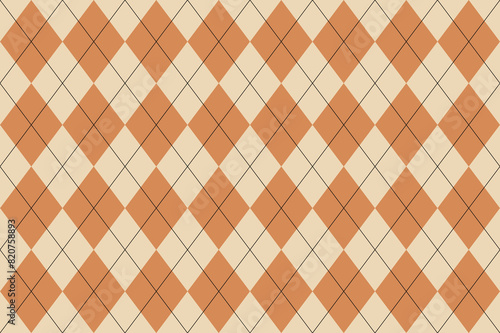Beige Argyle pattern. Seamless geometric background for fabric, textile, clothing, wrapping paper. Backdrop for party invite card