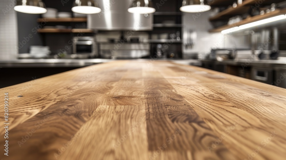 A kitchen counter with a wooden top and a few kitchen appliances A kitchen counter with a wooden top and a few kitchen appliances