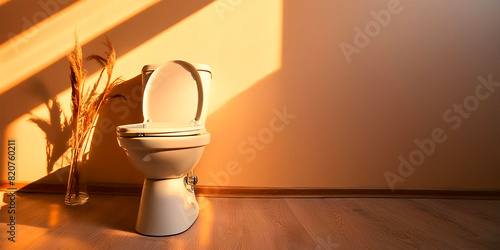 Toilet toilet lavatory banner with colorful background. Body hygiene and cleanliness concept. 