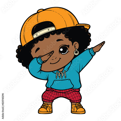 cute cool girl Dabbing Pose Cartoon vector illustration isolated white background