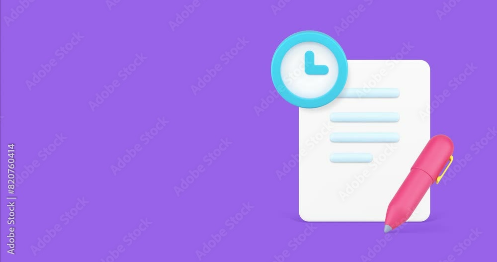 Time management paperwork deadline working efficient organization 3d icon animation realistic Time management paperwork deadline working efficient organization 3d icon animation realistic