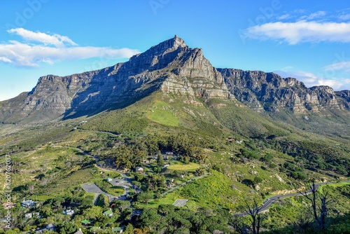 Breathtaking vista of the mountainous landscape in Cape Town, Cape Province, South Africa