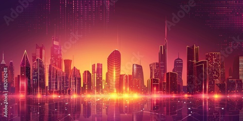 smart city with led dark light burgundy color and maroon
