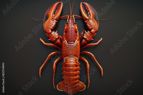 A large red lobster on a black surface. Ideal for seafood restaurant promotions