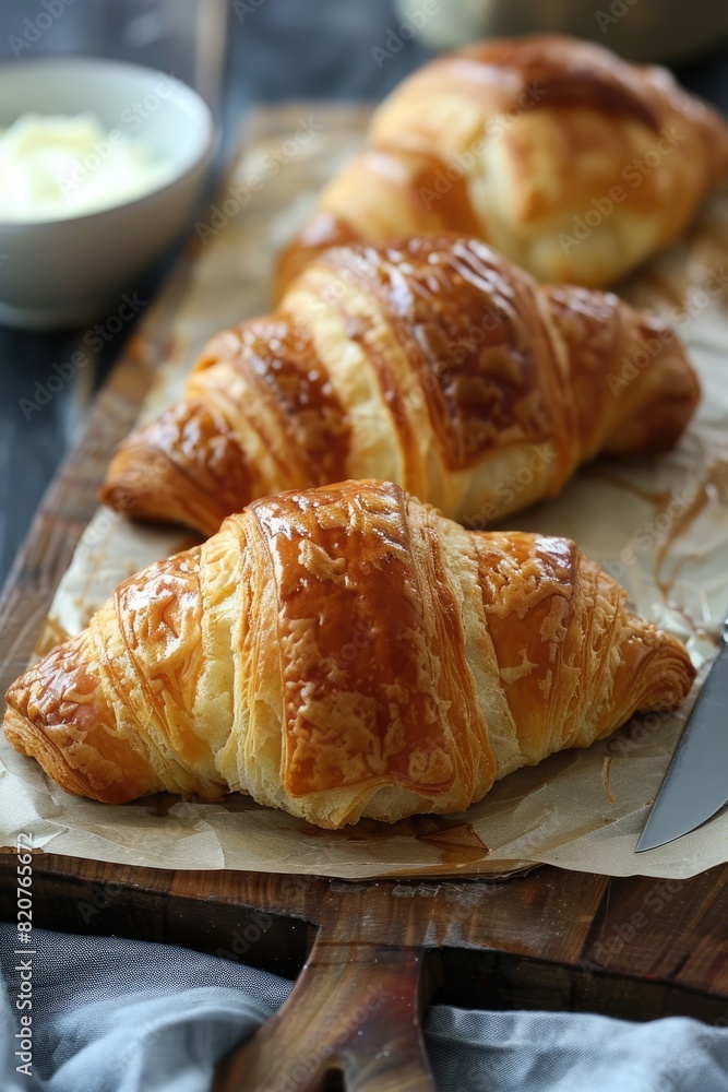 close-up of croissants. Selective focus