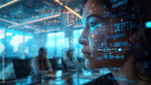 Hologram of a newborn baby being used in a product presentation to a group of business people