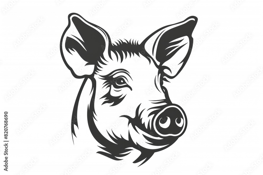 Fototapeta premium Detailed image of a black and white pig head, suitable for various design projects