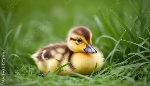 A Duckling Resting On A Bed Of Soft Green Grass Upscaled 2