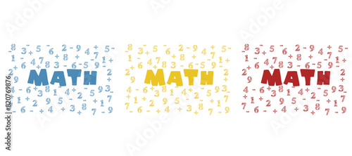 math icon, numbers, inscription, on a white background, vector illustration