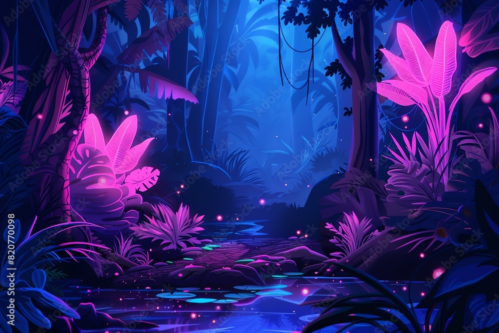 Luminous Jungle Pathway Scene Luminous Jungle Pathway Scene