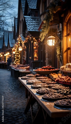 Traditional dutch christmas market in Rothenburg ob der Tauber  Germany