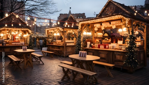 Christmas market in the old town of Gdansk, Poland.