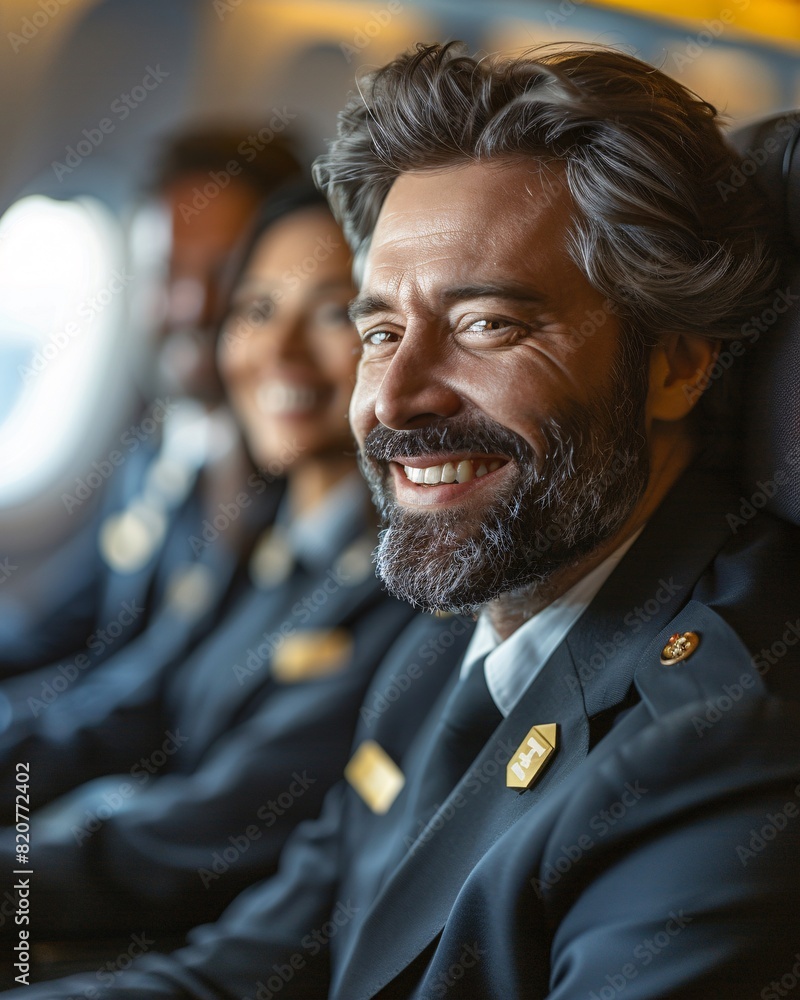 airline flight pilot with attendant airline flight pilot with attendant