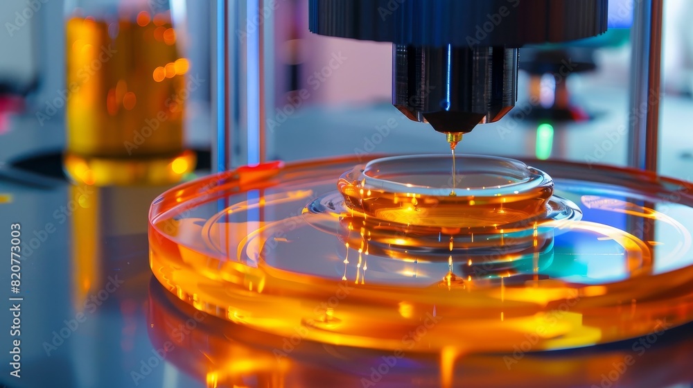 A 3D printer producing a bespoke item from innovative materials A 3D printer producing a bespoke item from innovative materials