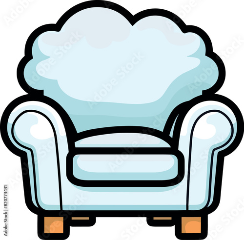 Vector illustration of a beautiful, fluffy and cozy armchair against a white background.