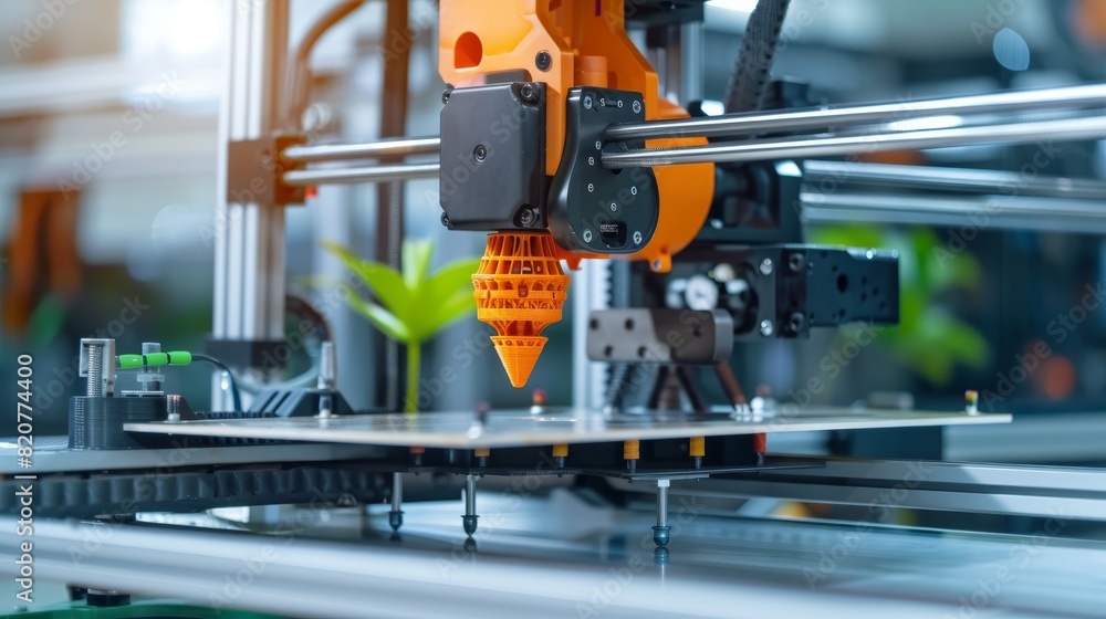 A working 3D printer mid-process, with a focus on the emerging model