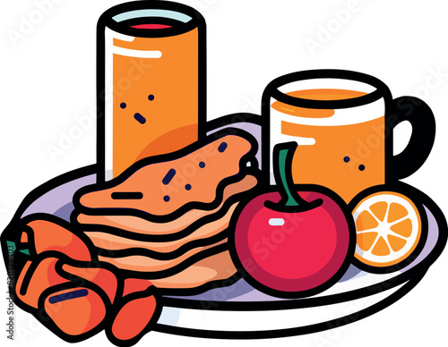 Vector illustration of healthy and nutritious breakfast plate