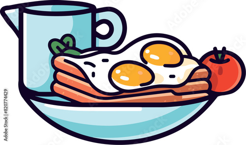 Vector illustration of healthy and nutritious breakfast plate with eggs