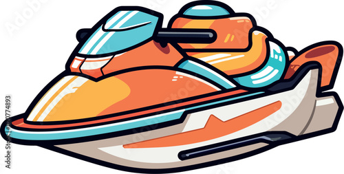 Vector of a white and orange jetski