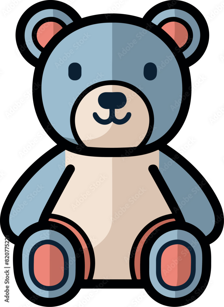 Obraz premium Vector illustration of a cute and beautiful teddy bear, toys for child, bold outline