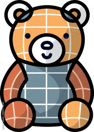 Vector illustration of a cute and beautiful teddy bear, toys for child, bold outline