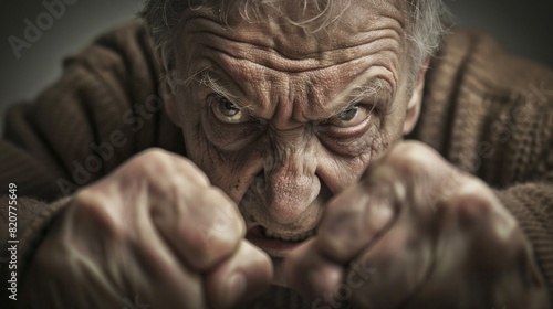 Handsome senior man over isolated background angry and mad raising fist frustrated and furious while shouting with anger. Rage and aggressive concept.