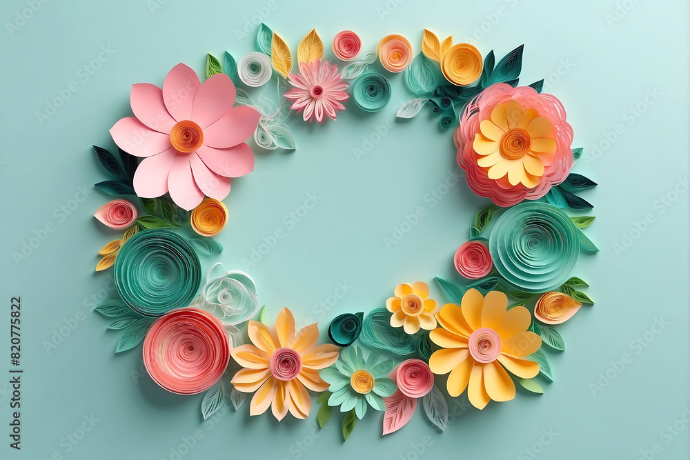 Colorful Paper Flower Wreath - 3D Render & Digital Illustration Colorful Paper Flower Wreath - 3D Render & Digital Illustration