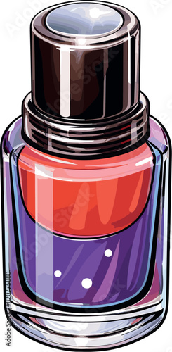 Vector illustration of red and purple nail polish.