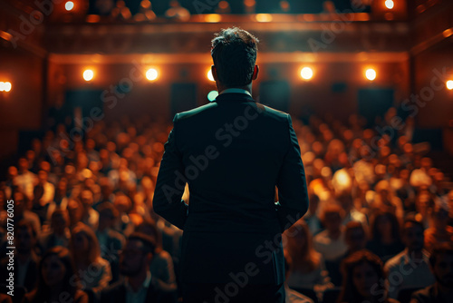Businessman Presenting to Audience in a Conference Hall