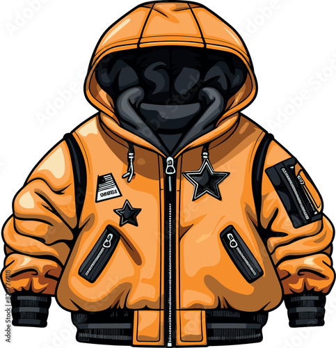Vector illustration of a fashionable and contemporary jacket on white background