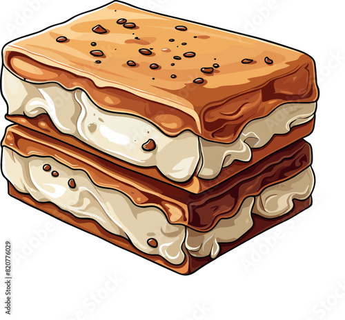 Vector illustration of a scrumptious chocolate bar sandwich on a plain white background