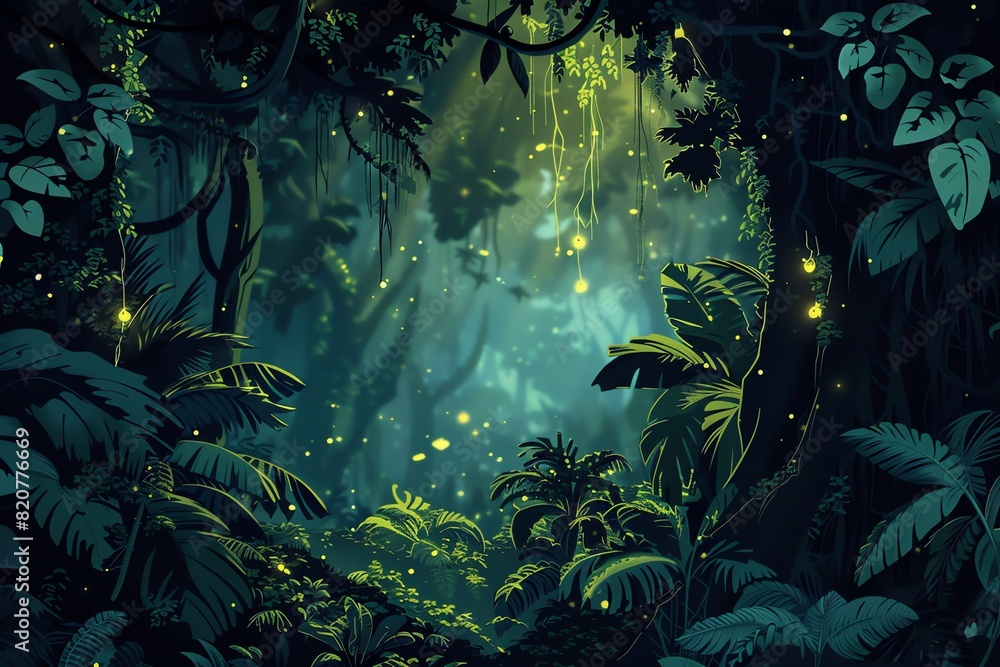 Luminous Jungle Pathway Scene