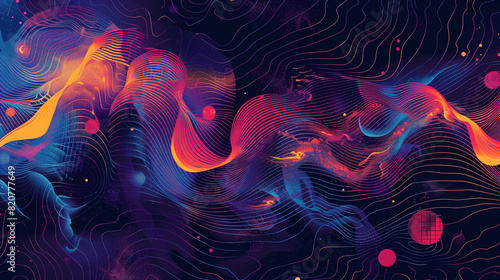 Create a dynamic vector artwork inspired by the movement and energy of sound waves.