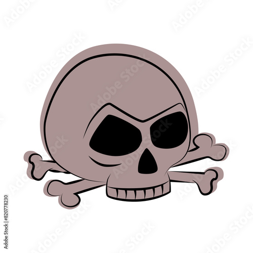 Skull and crossbones sticker. Halloween line icon (ID: 820778230)