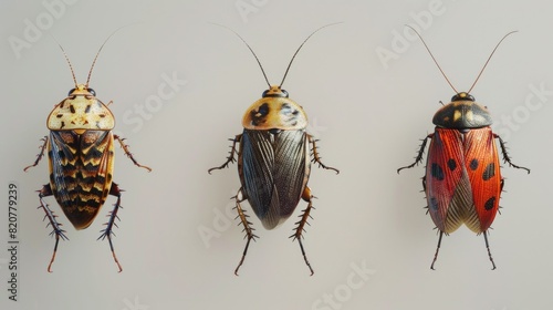 Group of bugs sitting on a wall. Suitable for educational materials