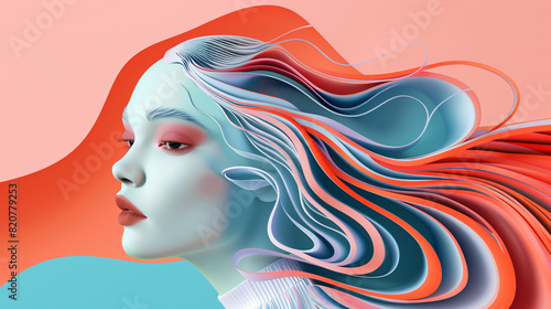 Create a fashion wallpaper showcasing exaggerated waves and playful curves.