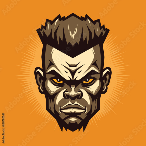A vector illustration of a angry face on an orange background
