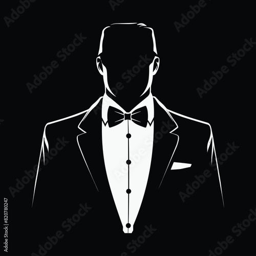 the tuxedo is wearing a suit and bow tie: Vector