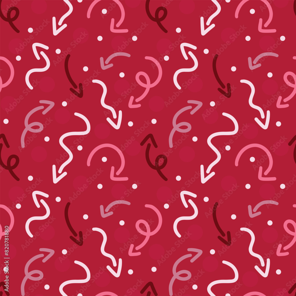 abstract seamless pattern of different doodle arrows on a red background abstract seamless pattern of different doodle arrows on a red background