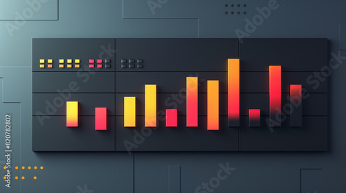 Create a minimalist digital equalizer using only basic shapes and a limited color palette. photo