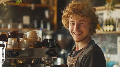 The Cheerful Barista at Work