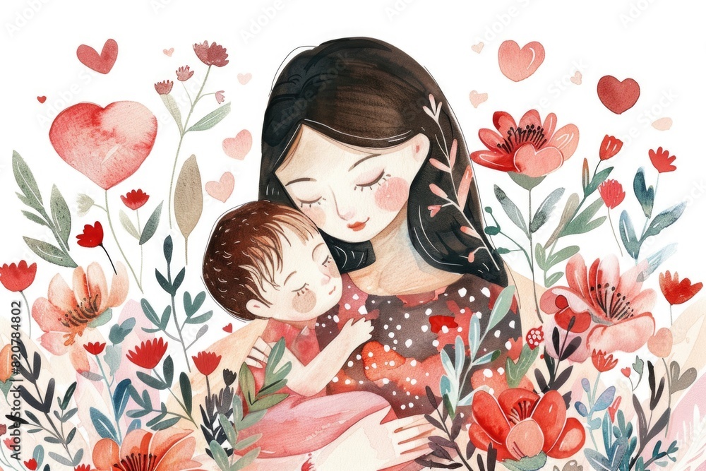 Fototapeta premium A woman holding a baby in her arms. Suitable for family and parenting concepts