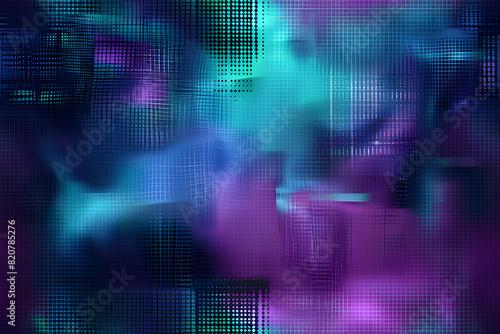 abstract blue green purple background with interlaced digital glitch and distortion effect futuristic cyberpunk design retro cyber aesthetic webpunk rave 80s 90s cyberpunk techno neon halftone AI