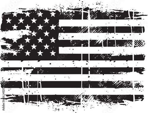 Black and white USA flags