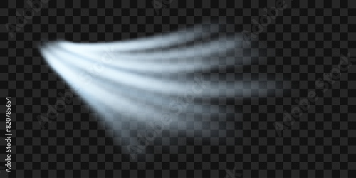 Cold flow from the air conditioner. Snowy frosty whirlwind. Realistic 3d vector isolated on transparent background.